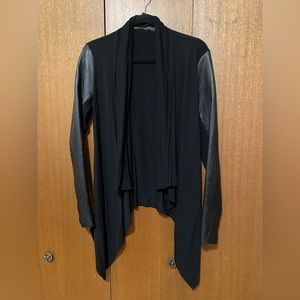 Danier real leather sleeved open cardigan